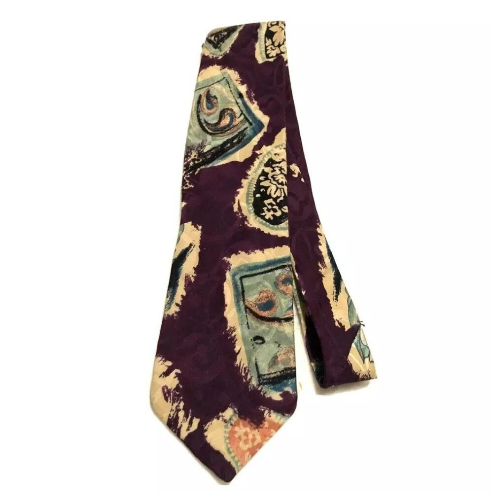 Nordstrom 100% Silk Necktie Tie Burgundy Blue Formal Business 54" X 3.75" Mens